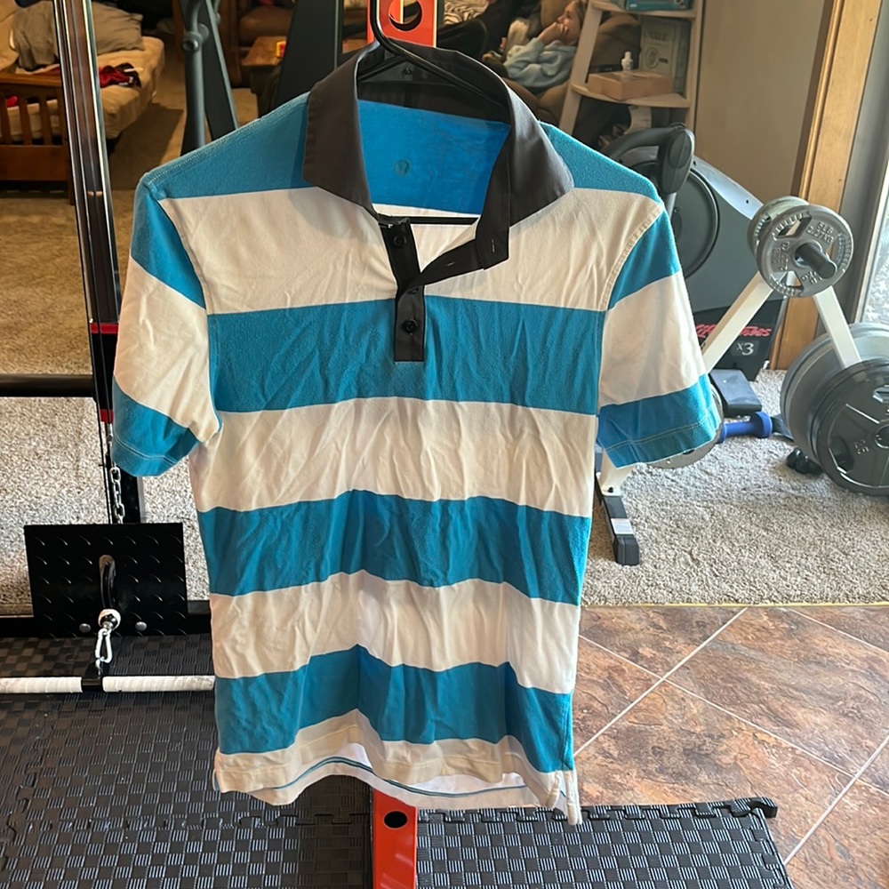 Mens Small Lululemon striped polo shirt